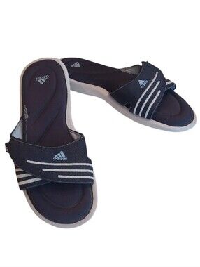 Adidas Slip On Slides Adjustable Open Toe Comfort Foam Bed Rubber Sole Sandal